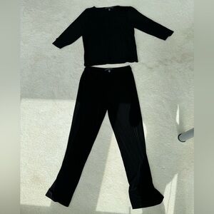 Matching Black Mesh Set - Long Sleeve Top and Pants